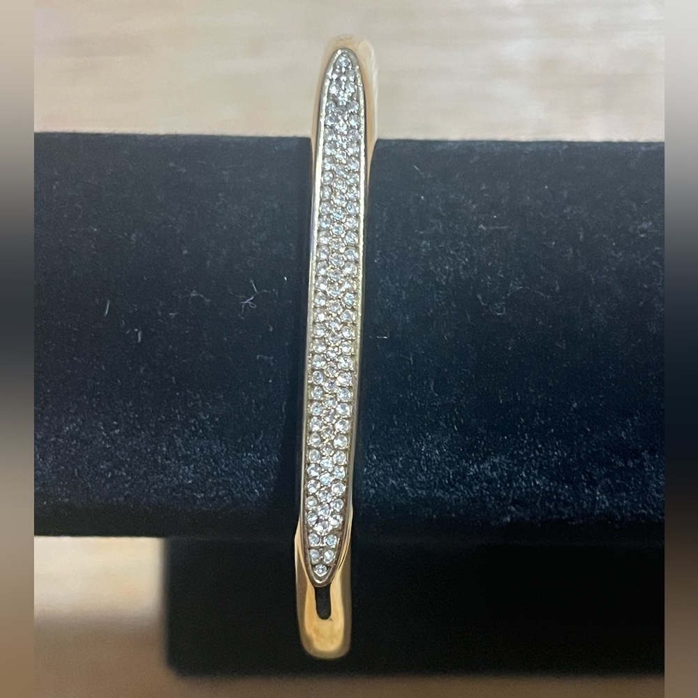 Michael Kors Gold Tone Fashion Tribal Pave Hinged Bangle Bracelet - Picture 3 of 11